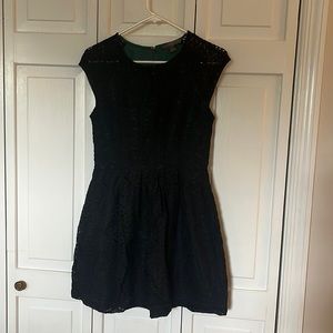 Black lace with dark teal liner dress with zipper back